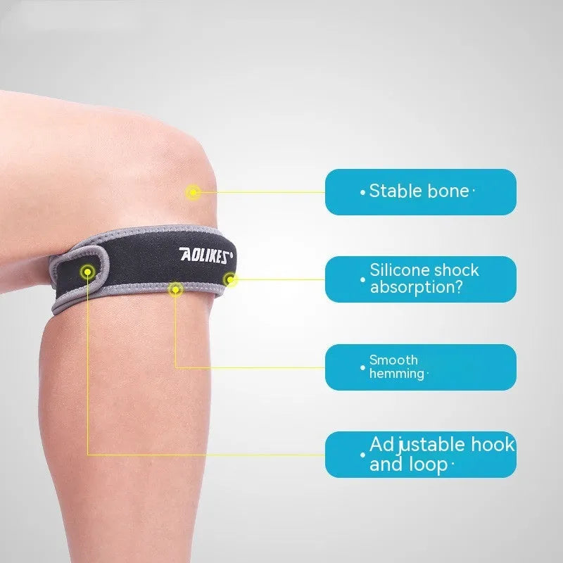 Black and grey patella retinaculum knee support for running cycling football basketball sports