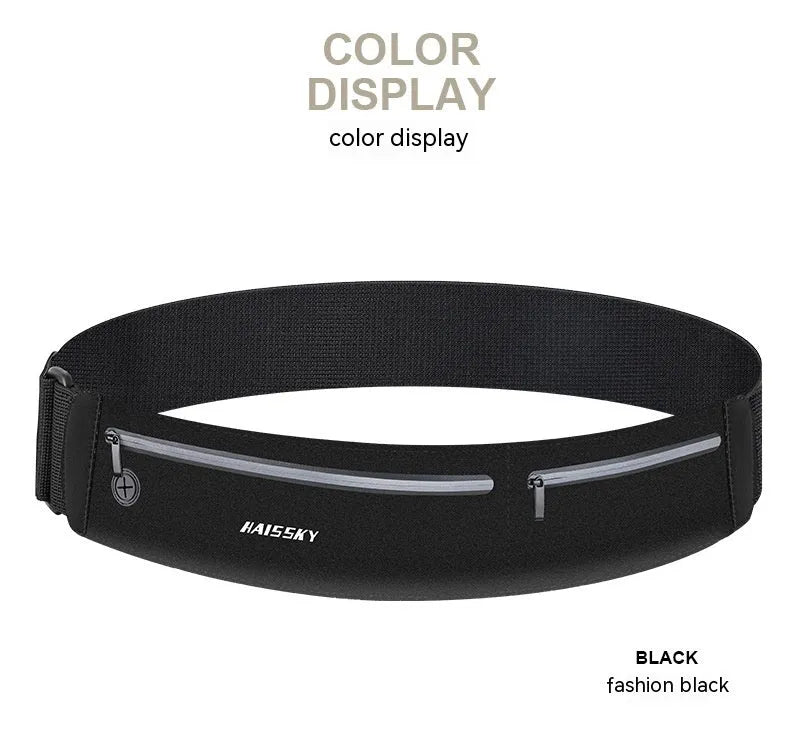 Waterproof 8-inch waist bag in chinlon Lycra for outdoor sports and fitness activities