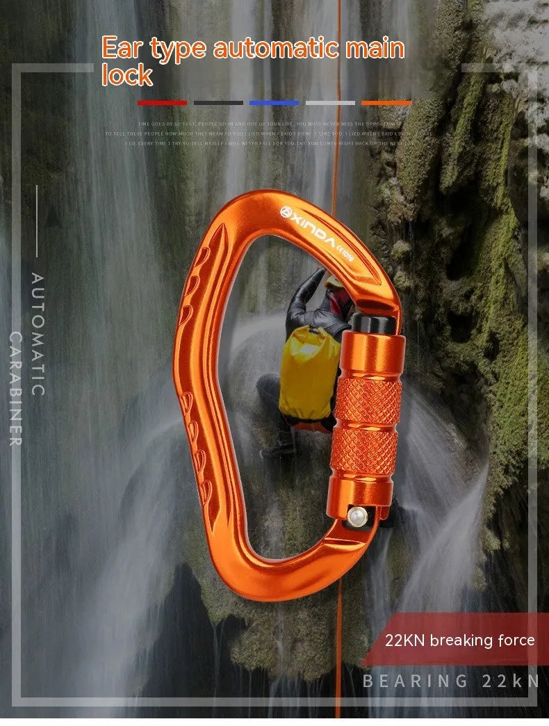 Automatic lock climbing carabiner for outdoor rock climbing equipment in multiple colour options
