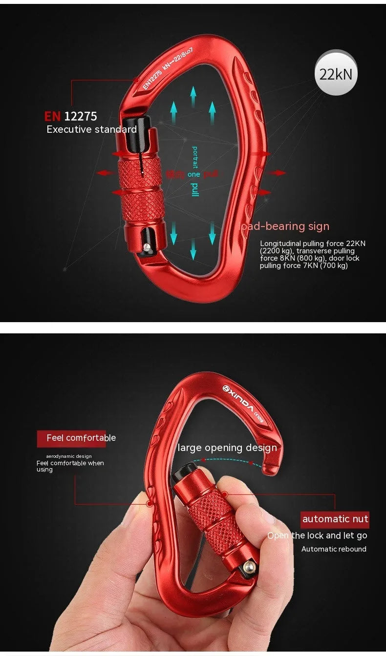 Automatic lock climbing carabiner for outdoor rock climbing equipment in multiple colour options