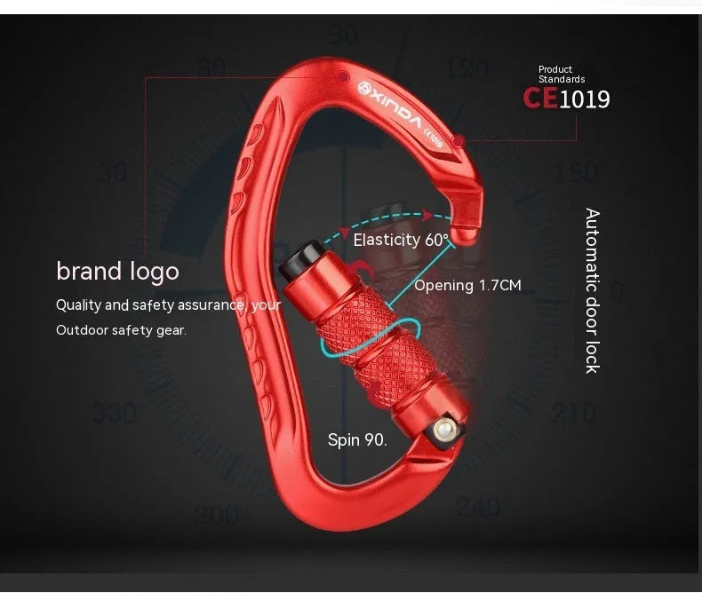 Automatic lock climbing carabiner for outdoor rock climbing equipment in multiple colour options
