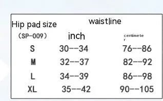 Black cycling hip protection pants showing protective padding area, available in sizes S M L XL