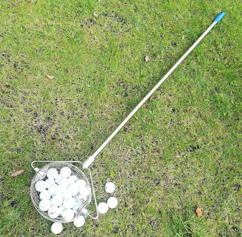 Stainless steel golf ball picker with metallic finish and 0.65 metre length