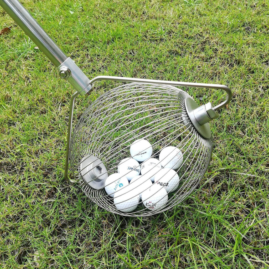 Stainless steel golf ball picker with metallic finish and 0.65 metre length