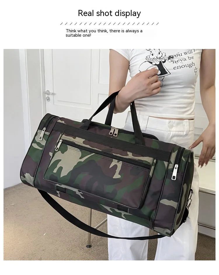 Camouflage pattern luggage bag made from waterproof fabric with below 20L capacity