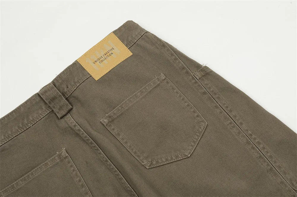 Men's cotton denim trousers mid waist black brown coffee sizes XS to XXL