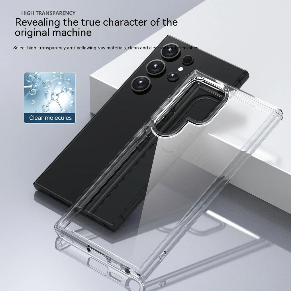 Transparent Samsung phone case back cover made of TPU and PC, drop-resistant protective shell