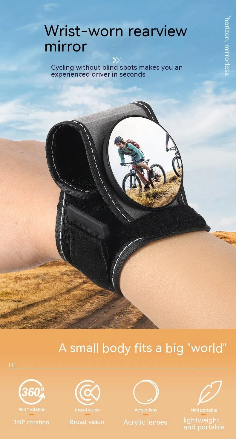 Black nylon bicycle rear-view mirror with adjustable arm for cycling safety
