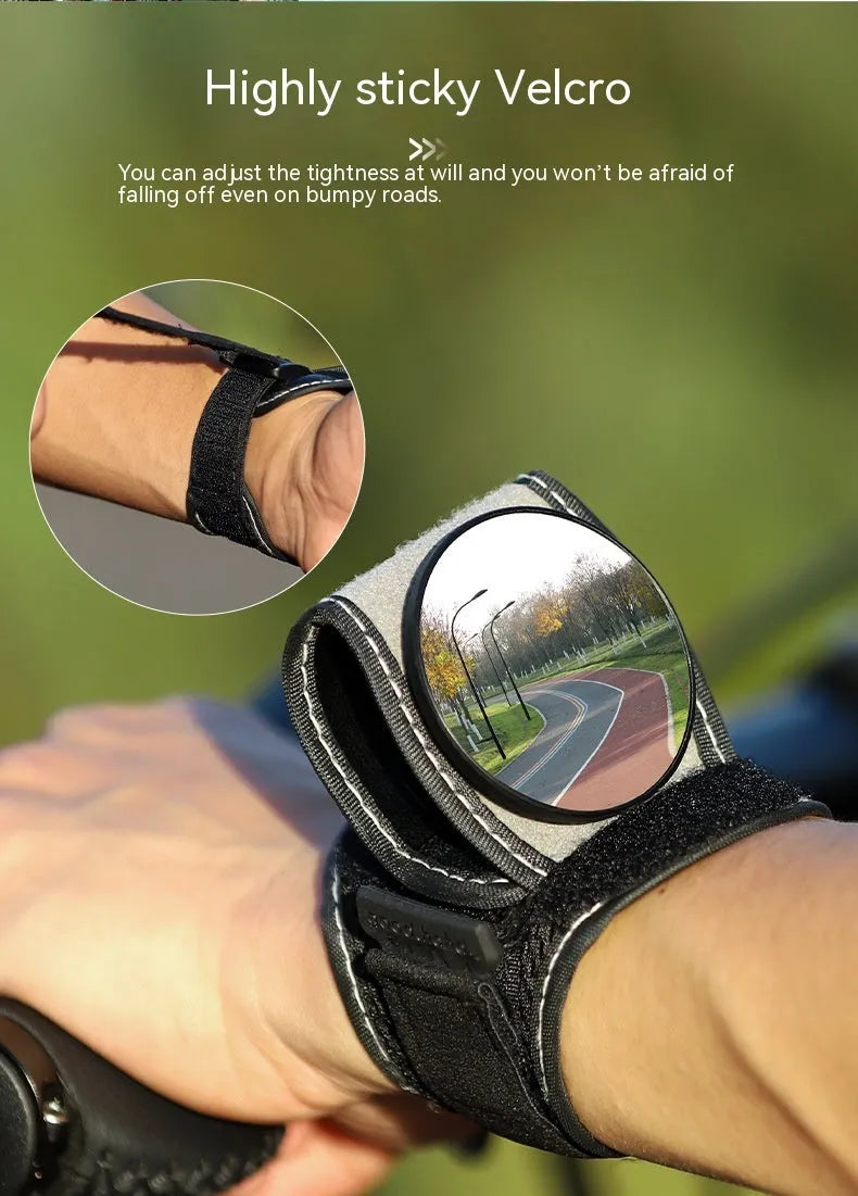 Black nylon bicycle rear-view mirror with adjustable arm for cycling safety