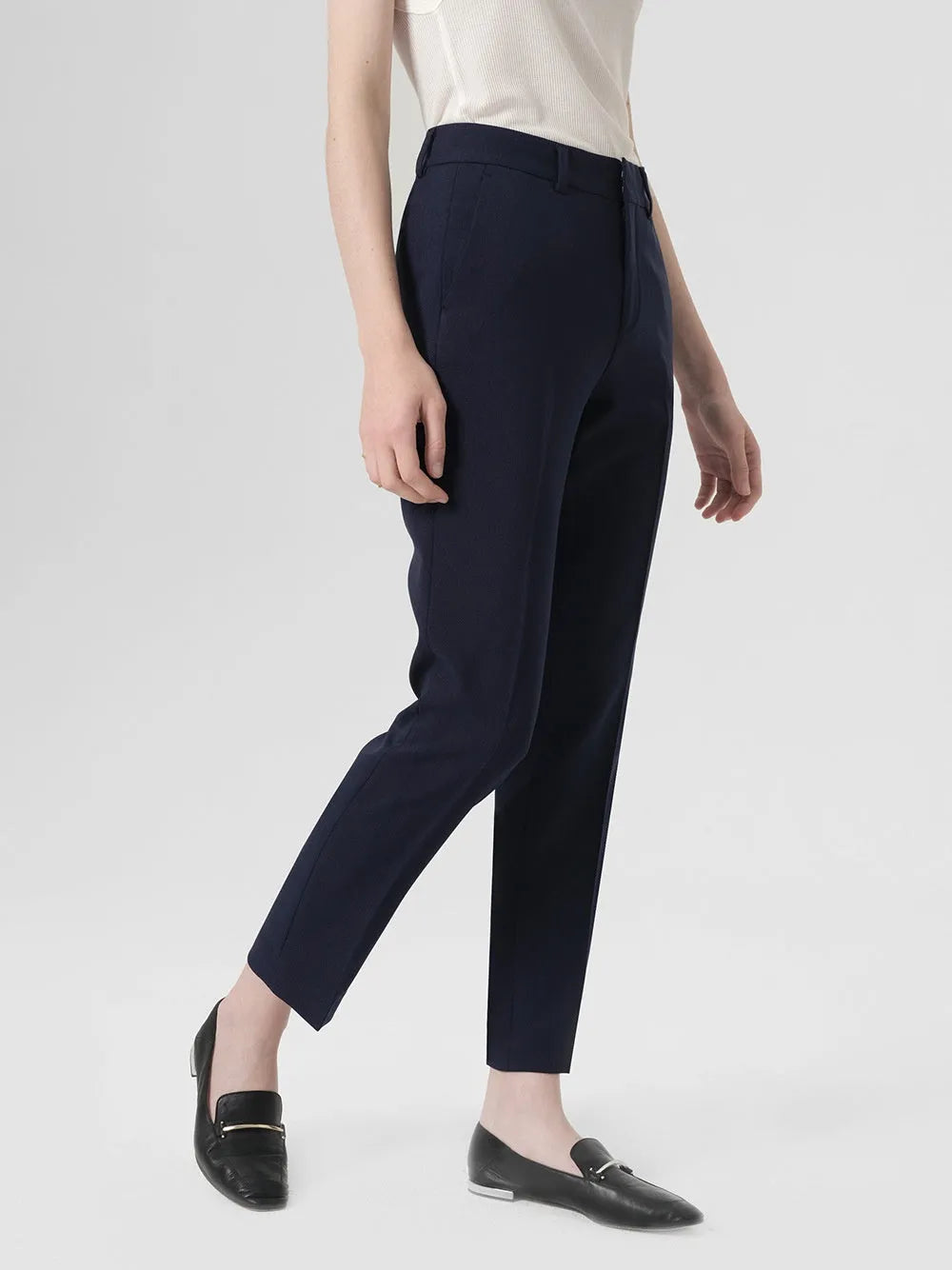 Formal straight-leg trousers in black chemical fibre blend fabric for business wear