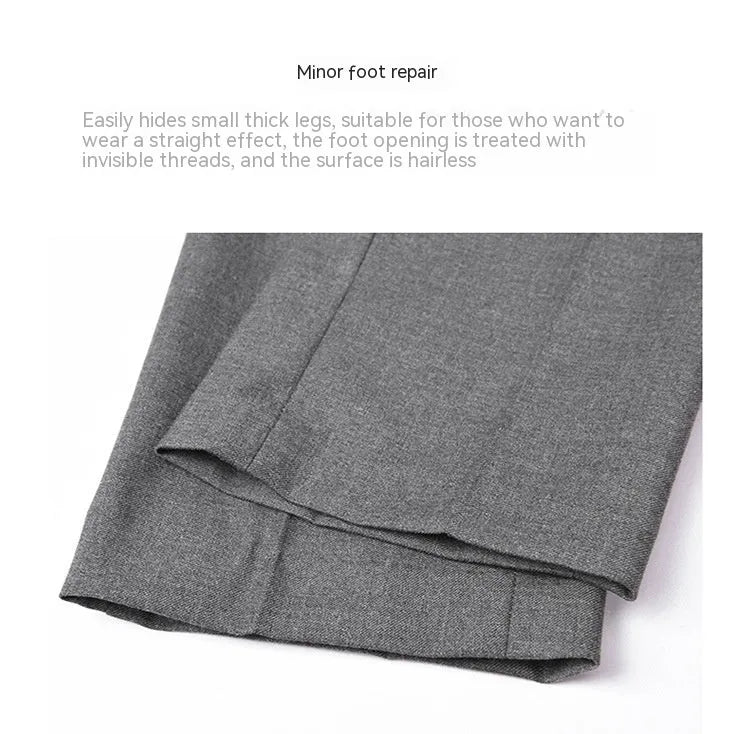 Formal straight-leg trousers in black chemical fibre blend fabric for business wear