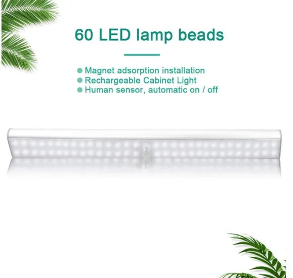 Rechargeable LED motion sensor light strip in three length options for cupboard lighting
