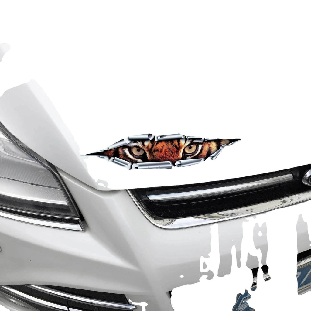 3D car door bumper sticker in Tiger Eye or Eagle Eye design on vehicle door edge