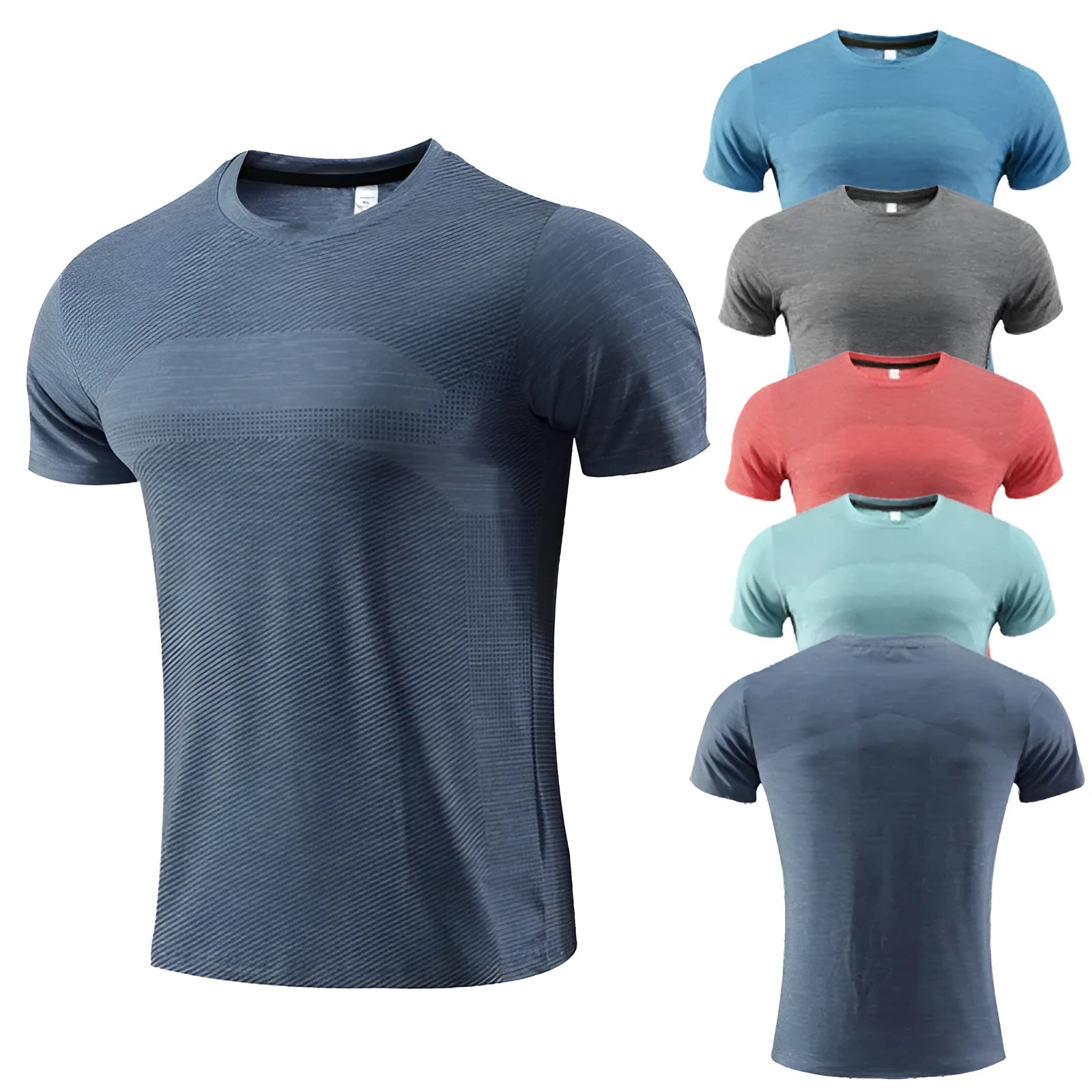 Men's red polyester spandex short sleeve sports t-shirt for running and basketball.