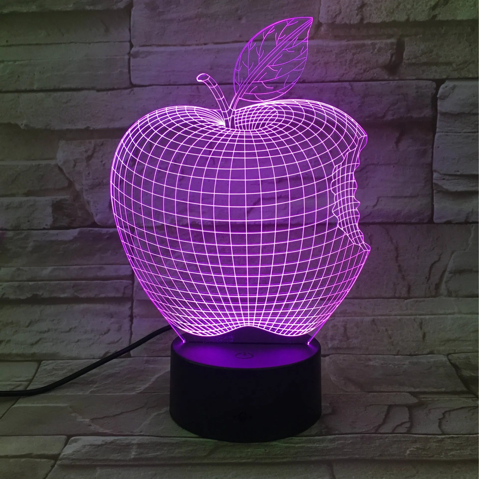 3D colourful fruit-shaped acrylic night light with LED touch control in seven colours.
