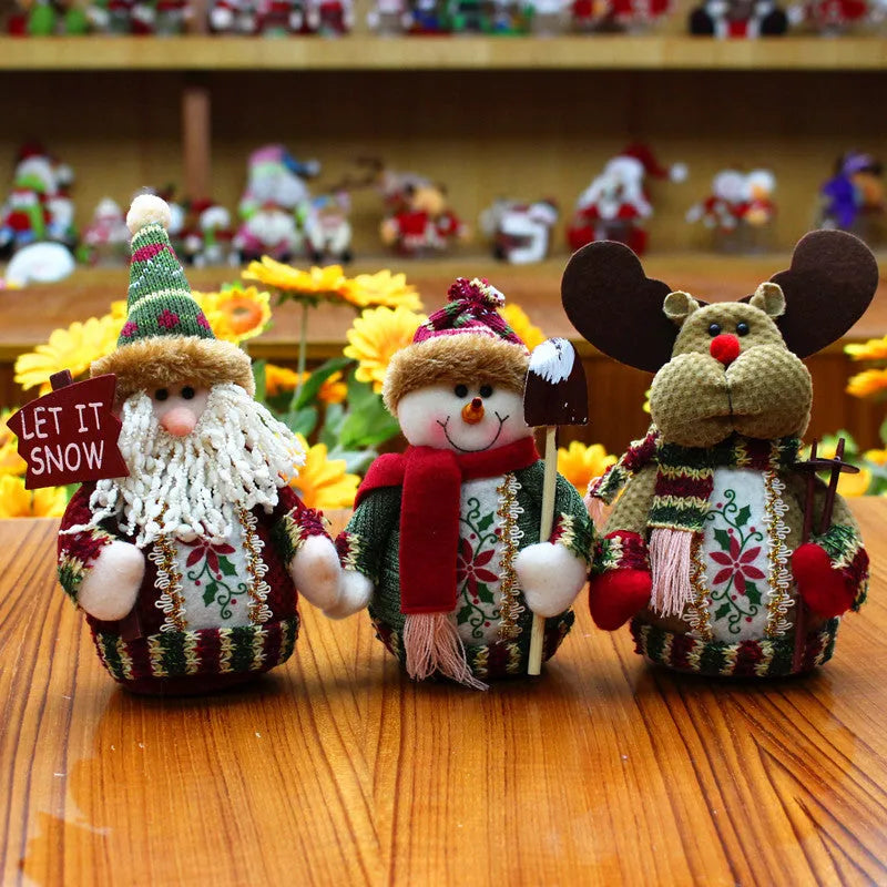 Red flannel Christmas snowman decoration measuring 18 by 13 centimetres