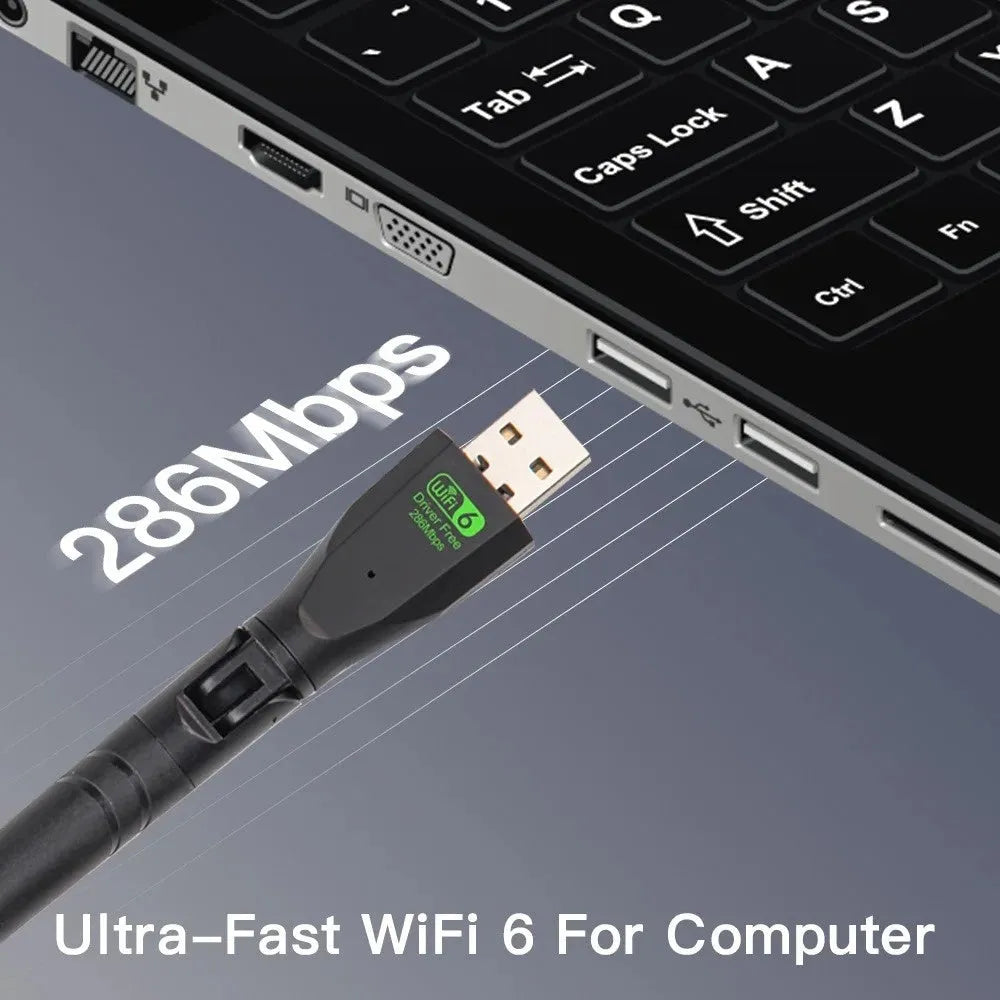 Black WiFi6 USB wireless network card with compact design for desktop and laptop computers