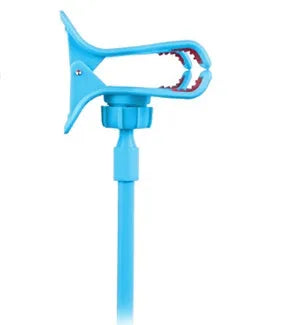 Black flexible arm phone holder with V-clip for smartphones on bed frame