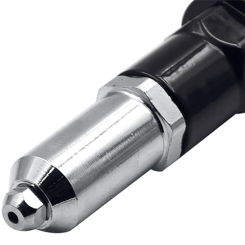 Black metal electric drill rivet gun conversion tool with 173mm alloy steel head and adapter