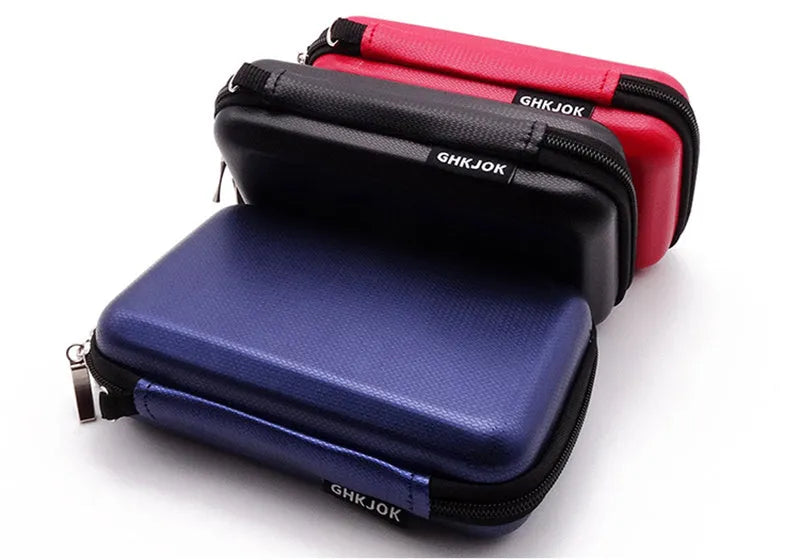 EVA 2.5-inch hard drive carrying case in black with zipper and mesh pocket