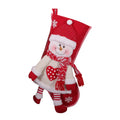 Red and white cloth Christmas stocking 45x26cm with snowman decoration