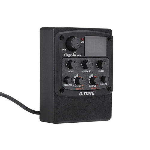 Cherub GT-6 black acoustic guitar equaliser and pickup unit with control knobs and LED