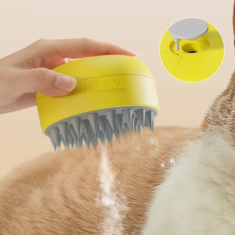 Cat Spray Comb electric massage pet spray comb in green colour with 30ml water tank and silicone bristles