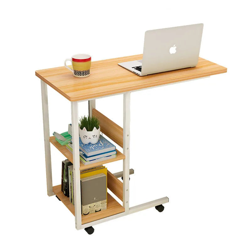 Portable bedside table in 60cm Niameine walnut colour, plate material, modern simple style, on a bedroom floor.
