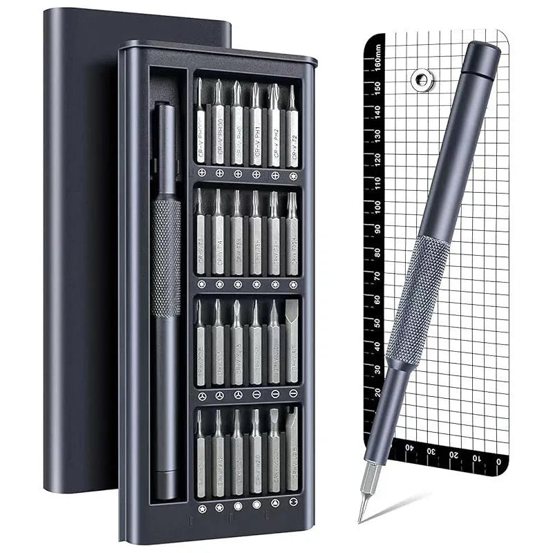 25-in-one precision screwdriver set with knurled handle and magnetic tip for household repairs.