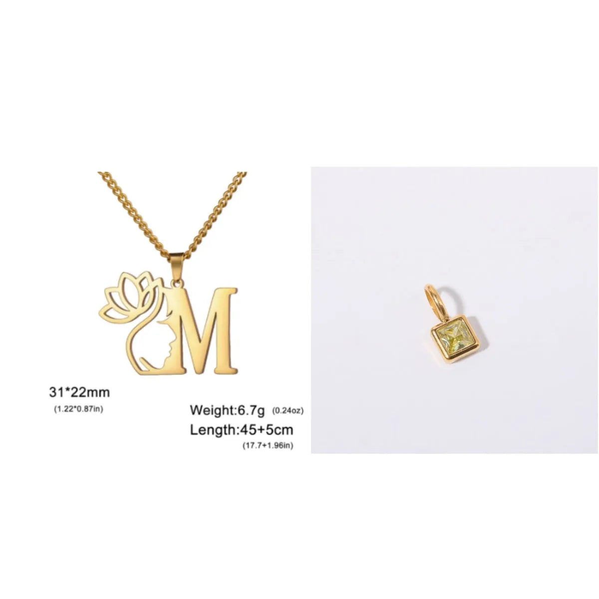 Gold and silver stainless steel fashion necklaces with a cross chain design and matching pendants.