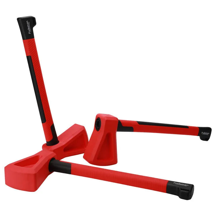 Red plastic fitness axe muscle trainer for strength and coordination workouts