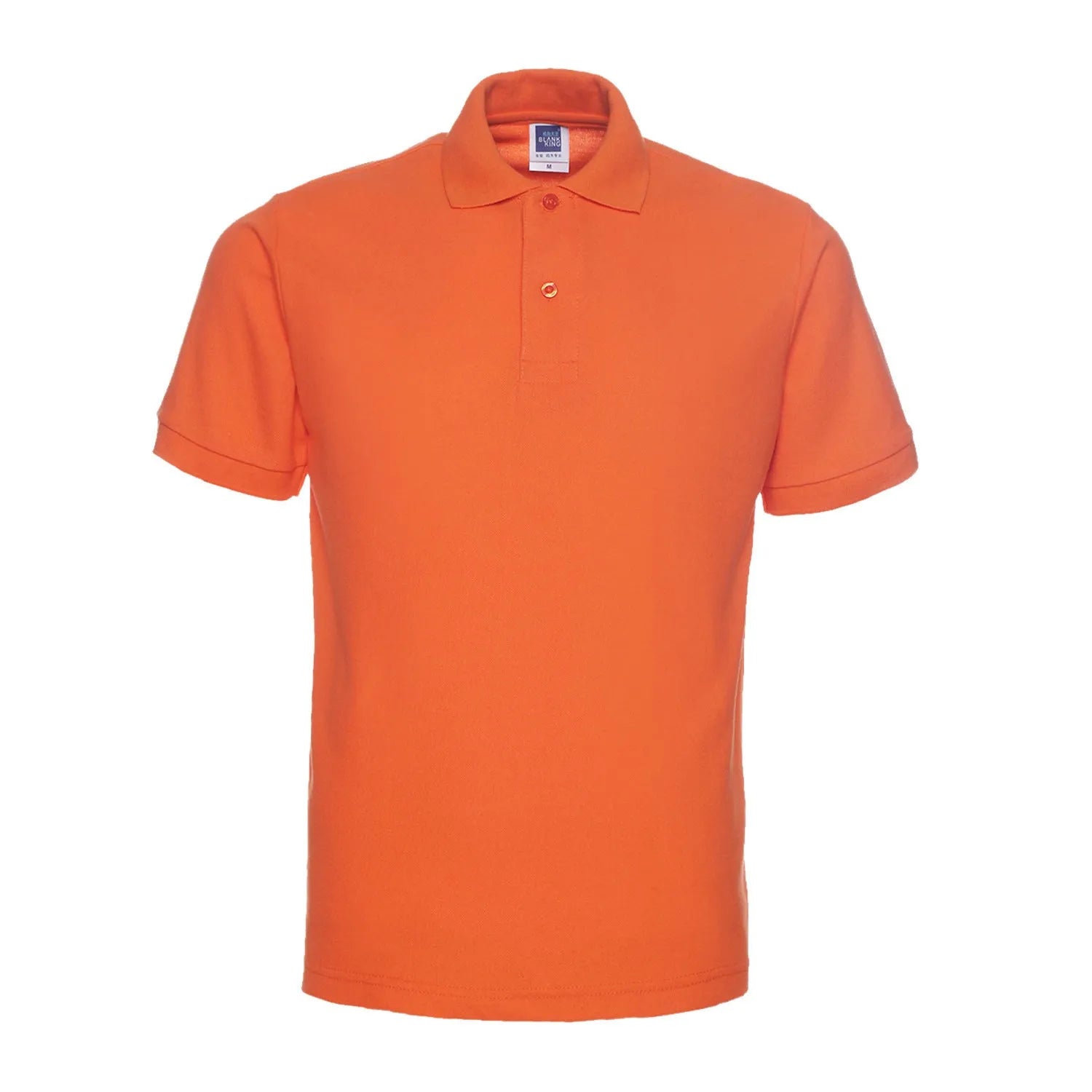 Plus size short sleeve polo shirt in loose cotton blend fabric shown in multiple solid colours