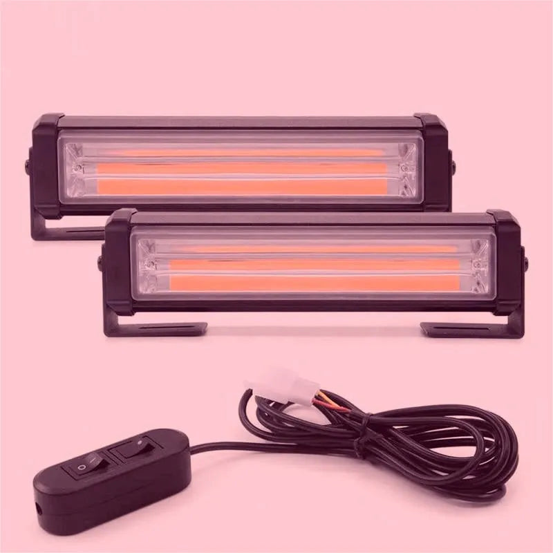 Drag Two Middle Net yellow vehicle strobe warning light with aluminium and PC housing.
