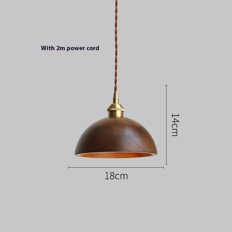Black walnut and copper wood art single-head droplight chandelier for commercial lighting