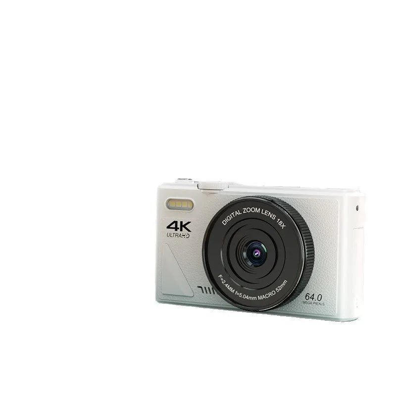 CCD HD digital camera with WiFi transmission in black, shown from front angle, compact plastic body