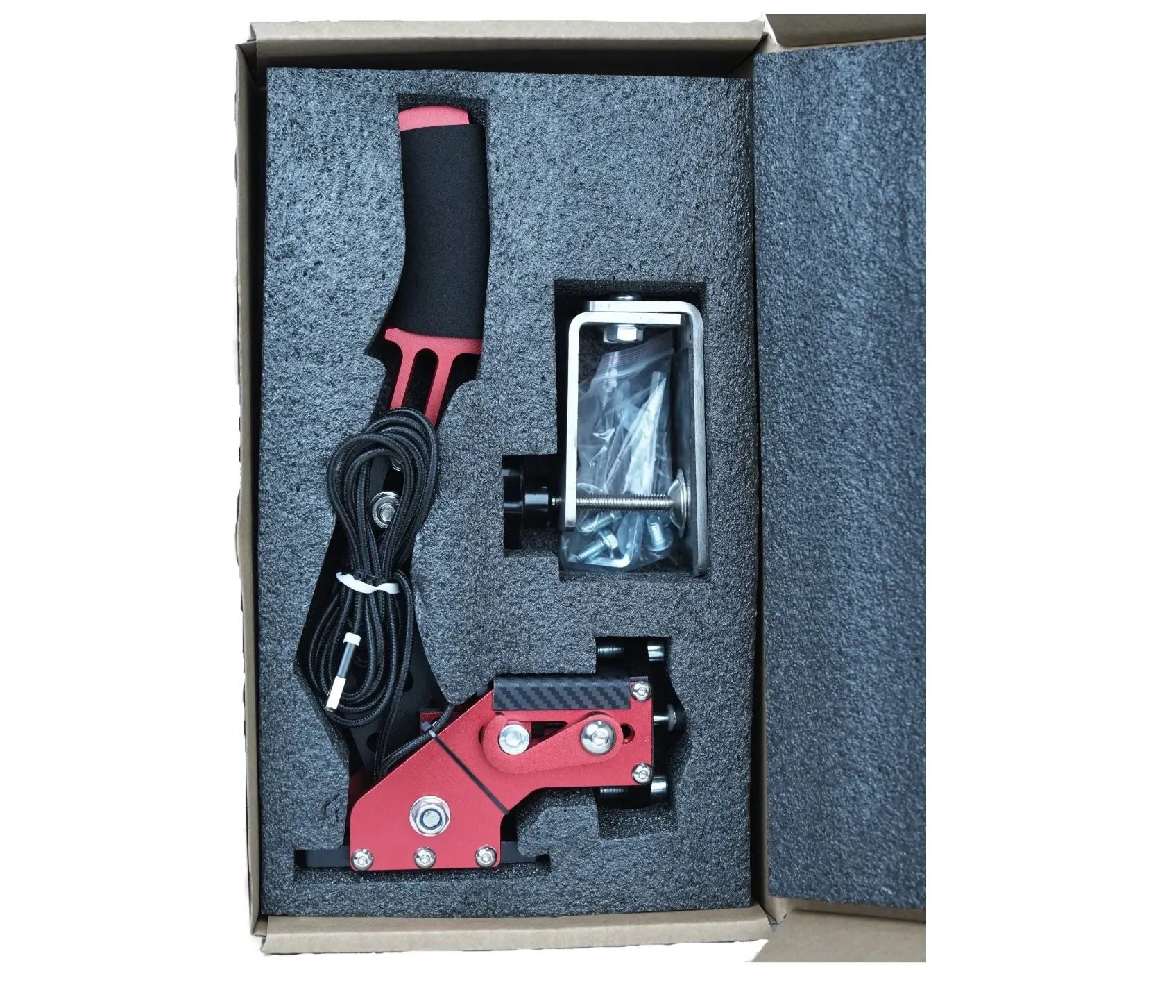 Black drift racing handbrake controller with clamp mount for Logitech and Thrustmaster racing wheels