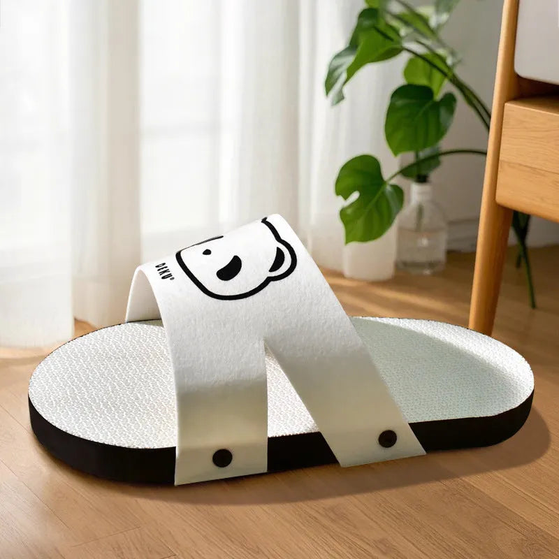 White corrugated paper cat scratch board in slipper style shape