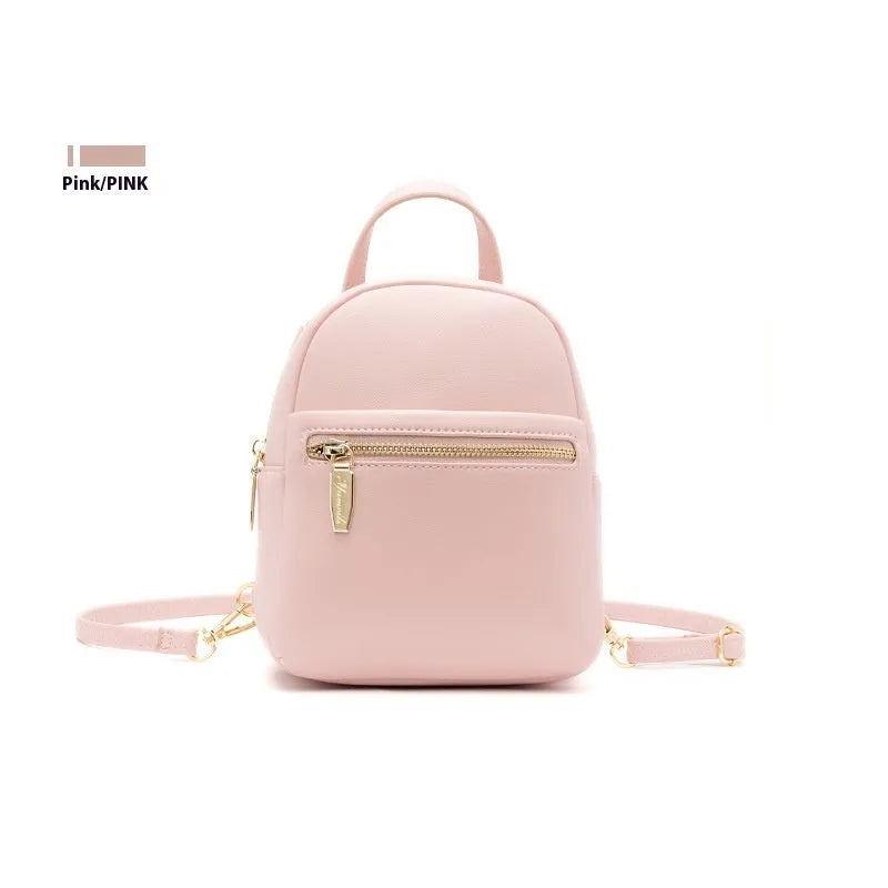 Soft PU mini backpack in multiple colours showing outer pocket and street style design