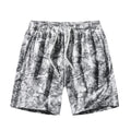 Men's camouflage pattern corduroy athletic shorts in straight cut with high waist.