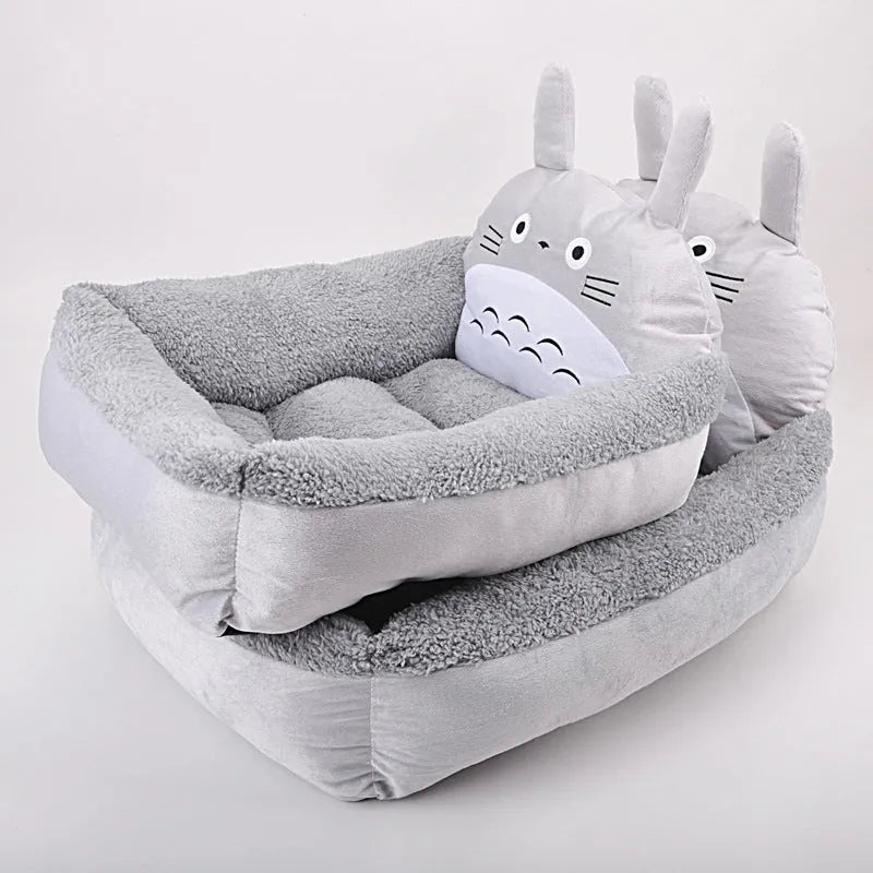 Cartoon-style washable pet bed sofa for small dogs and cats in winter warm plush fabric