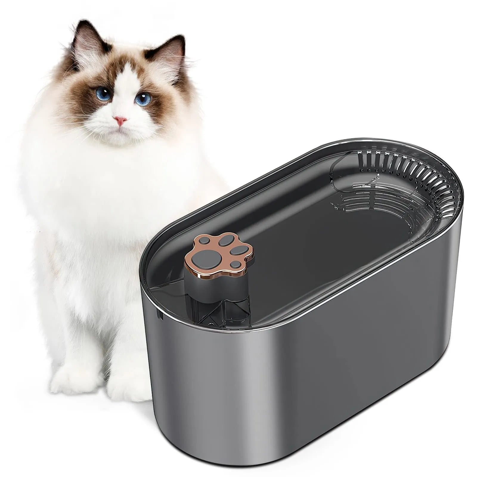 Berlin blue automatic pet water fountain with LED indicator and triple filter system