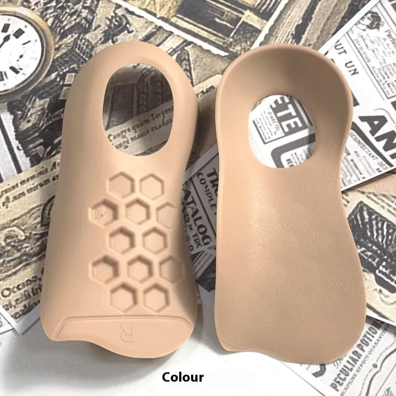 TPR arch support insoles for varus correction in white, black and skin colours
