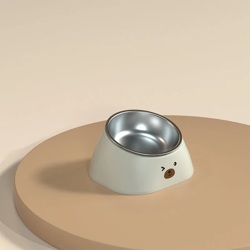 Stainless steel cervical spine cat bowl with 15 degree tilt for pet feeding