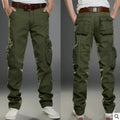 Men's cotton multi-pocket overalls in army green, straight-leg casual trousers for outdoor sports