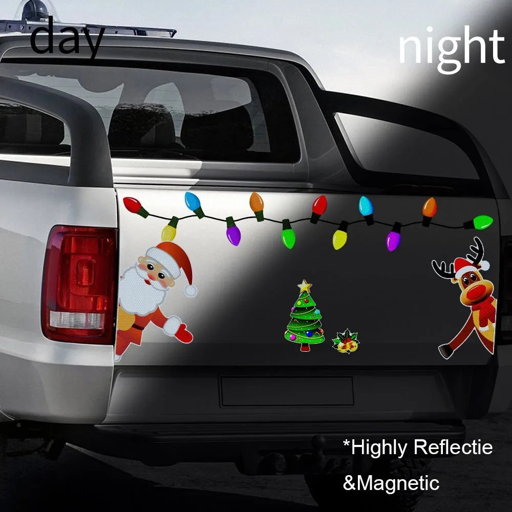 Medium Christmas elk magnetic car sticker with reflective threads