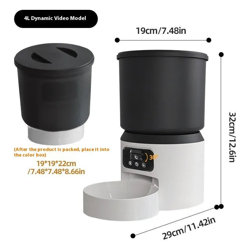 4L smart pet feeder with remote control and camera monitoring options