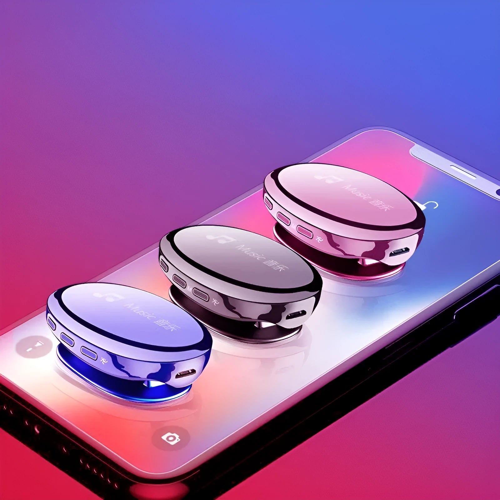 Bluetooth MP4 music player with OLED screen in black, blue or rose gold colours