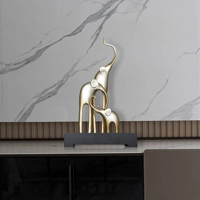 Elephant decorative statue in resin with European style, available in four colour finishes