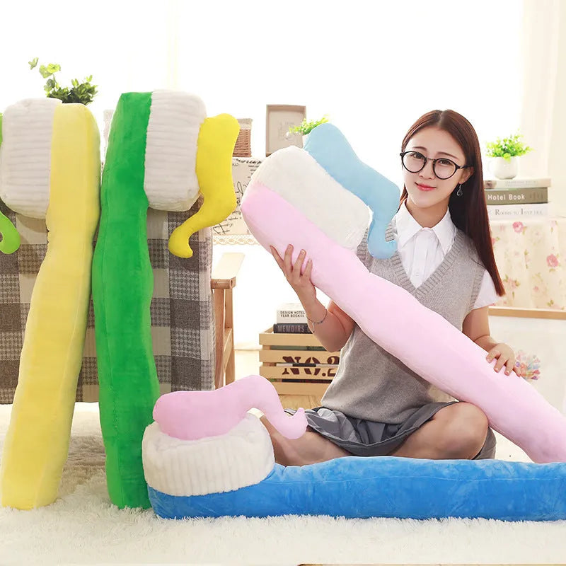 90cm cartoon toothbrush pillow plush toy in green, yellow, pink, and blue for photo props