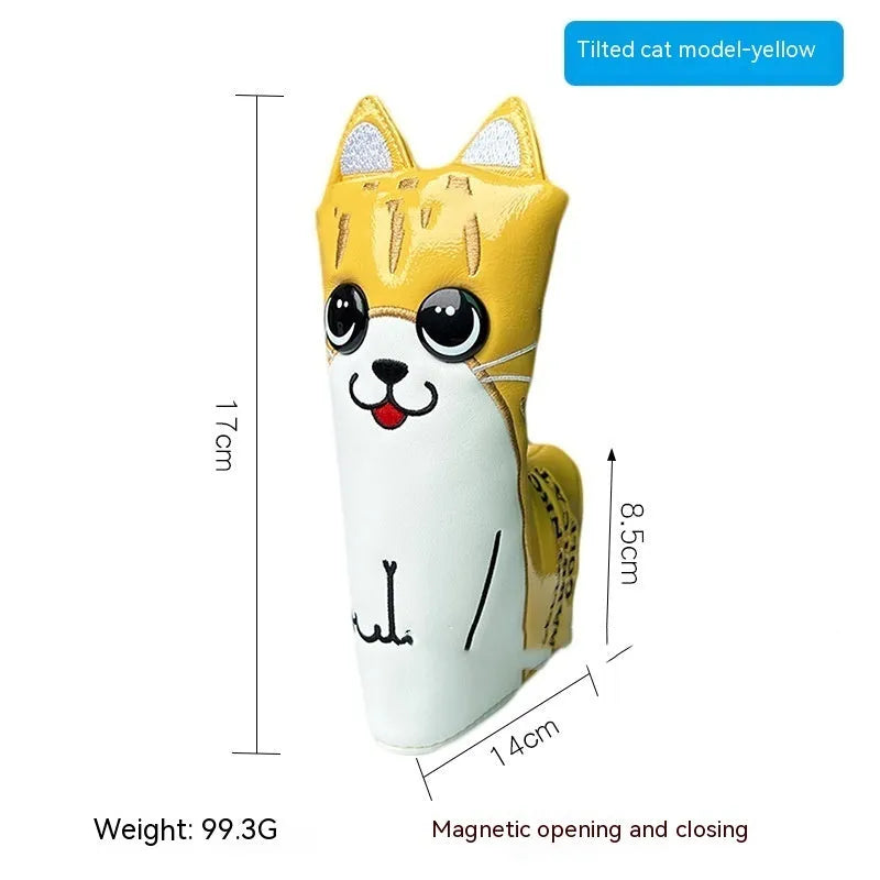 Golf putter sleeve cover in a novelty design, showing fleece lining and waterproof PU fabric.